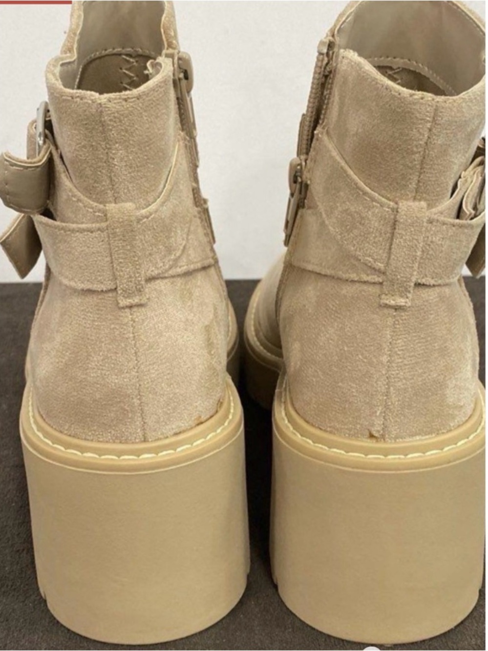 NWOT Madden Girl Beige Suede Chukka Lug Sole Ankle Boots | Size 6.5 - Picture 3 of 8